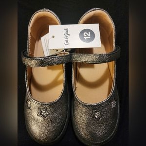 Cat & Jack Pewter Annabelle Style Glitter Star Cut Outs Girls Toddler size 12